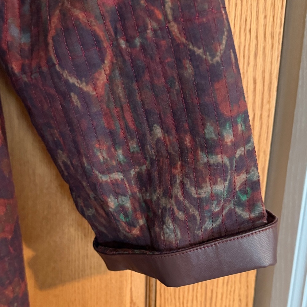Soft Surroundings Long batik Coatigan in Burgundy Red / brown and rust - Picture 7 of 10